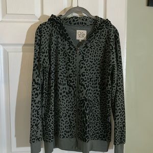 CHASOR jungle, leopard black/gray full zip hoodie